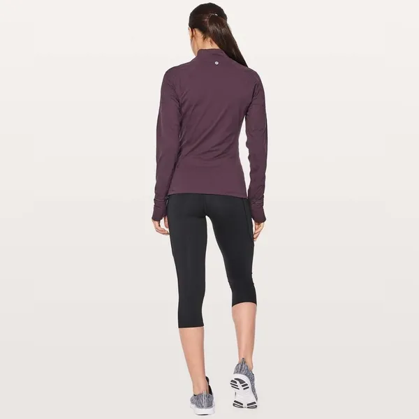 Lululemon Run Toasty‎ Tech Half Zip Pullover Black Cherry Womens 4 - Image 3