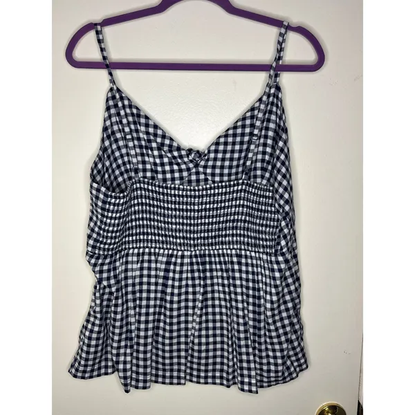Old Navy Flowy Blue & White Gingham Twist-Front Cami Top XL- Cottagecore Girly - Image 3
