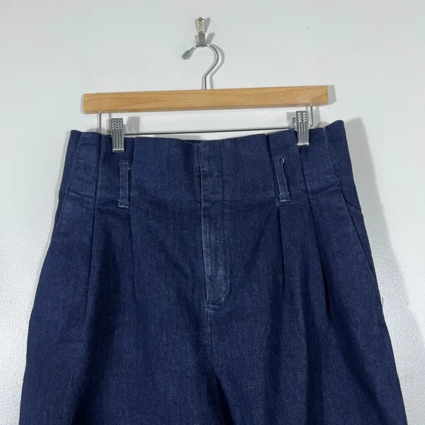 A New Day High Rise Pleated Wide Leg Denim Trousers Dark Wash Size 12 - Image 2
