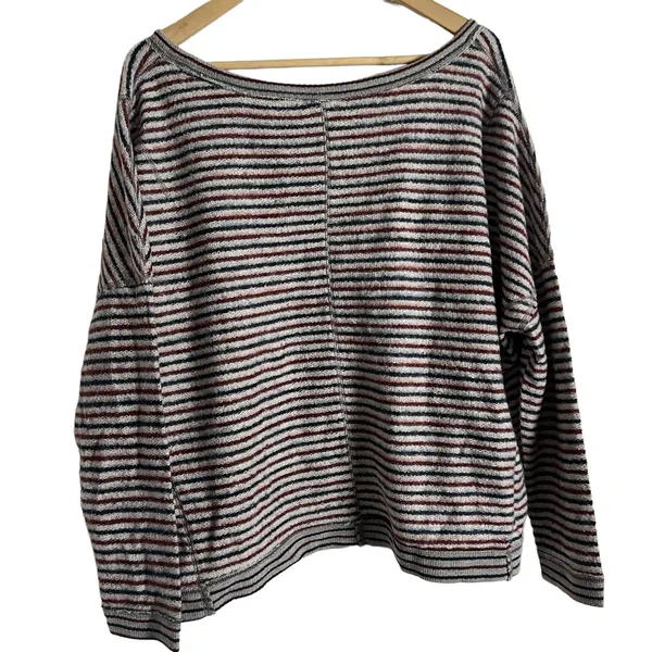 Free People Little Ann Blue Red Striped Dolman Sleeve Sweater Top Size XS - Image 8