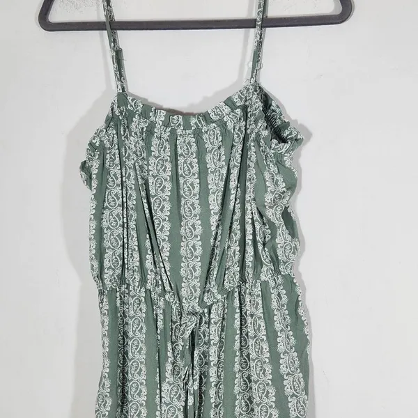 AUW Green Wide Leg Jumpsuit with Paisley Print and Cropped Pants NWT Size XL - Image 2