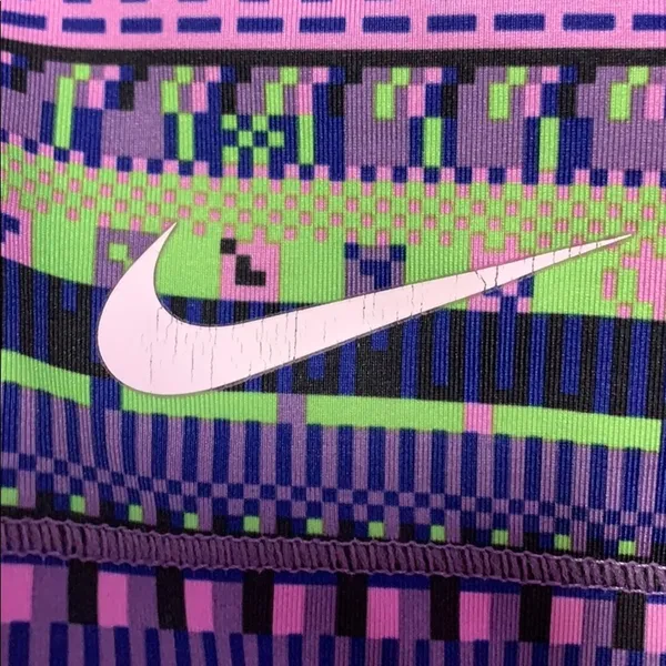 Green, Purple, and Blue Print Nike Pro Shorts - Image 4
