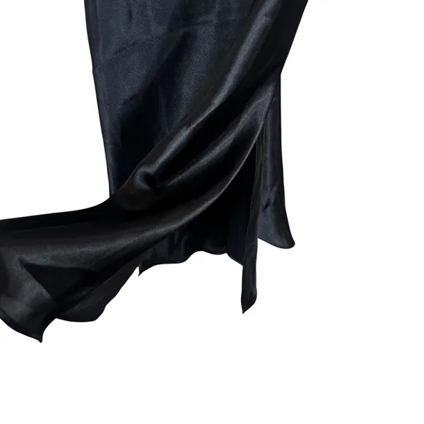 Bebe Cowl Neck Solid Satin Slip Midi Nightgown Black Y2K Minimalist Slit Size S - Image 4
