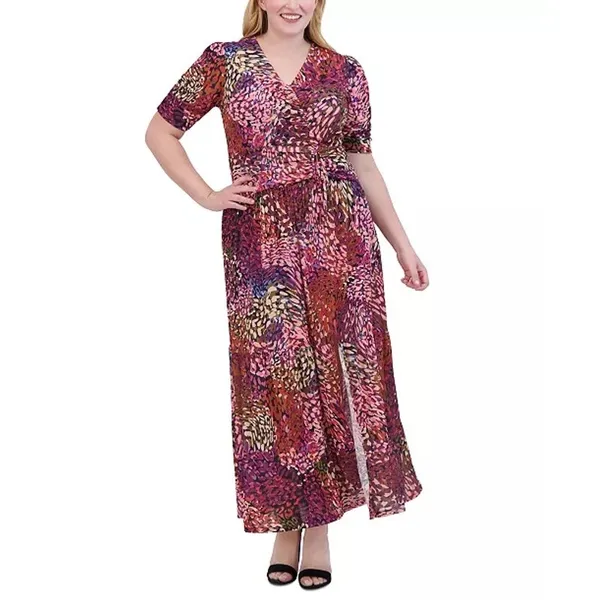 Vince Camuto V-Neck Shirred Maxi Dress in Purple / Multicolor Size 20W MSRP $179 - Image 3