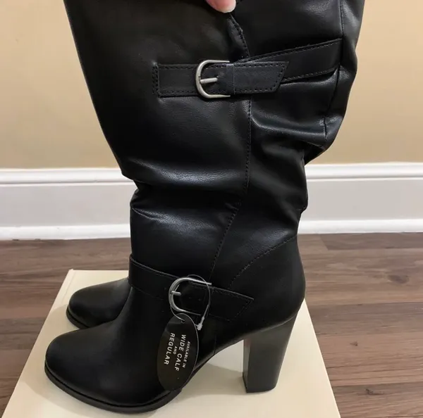 . Black Sachi Mid-Calf Block Heel Boots - Image 3
