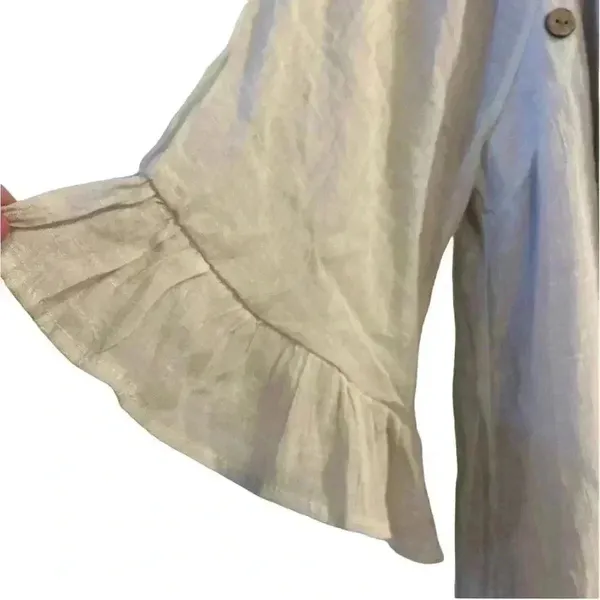 Naif‎ Crinkle 3/4 Sleeve Ruffle cottagecore boho Shift Dress- Beige/off-white M - Image 5