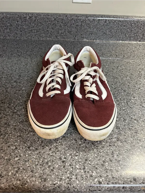 Vans Low-Top Canvas Sneakers in Burgundy and White - Image 3