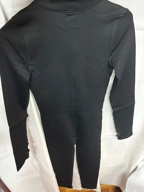 black long sleeve zip up bodysuit Size M - Image 2