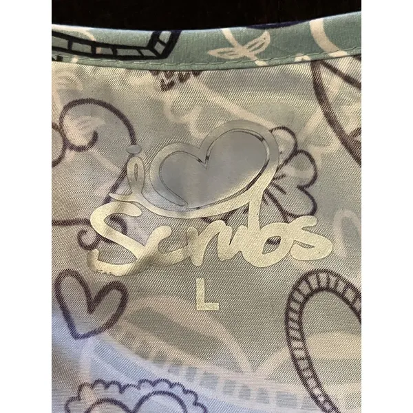 I Love Scrubs Shirt Womens Large Blue Heart V Neck Scrub Tunic Top Medical - Image 5