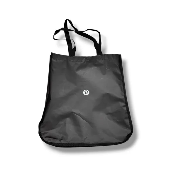 Lululemon Reusable Shopper Tote Bag Unisex Large Black White Logo‎ Snap Button - Image 2