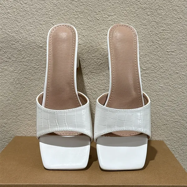 White Heeled Mules Size 11 - Image 6