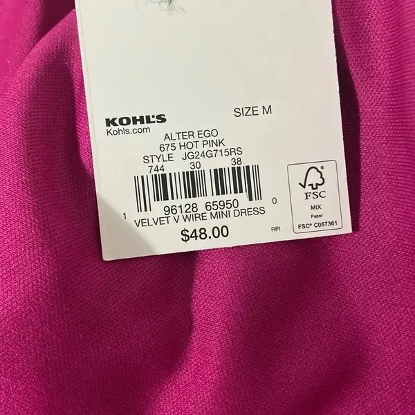 SO NWT hoco dress party dress medium mini dress strapless hot pink velvet v wire‎ - Image 9
