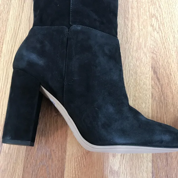 SAM EDELMAN Caprice Black Suede Knee High‎ Boot Size 9.5 Block Heel Pointed Toe - Image 15
