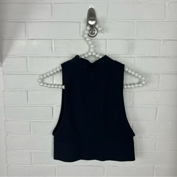 Princess Polly Black Ribbed Mock Neck Compression Stretch Crop Top L/XL - Image 7