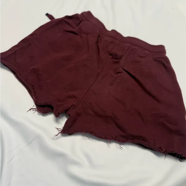 YoungLA Women's Maroon Reversed Terry Shorts: Size Medium Red - Image 7