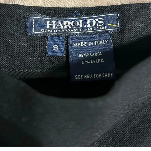 Harold's Wool Straight Skirt Size 8 Black Vintage Office Work Classic Italy - Image 3