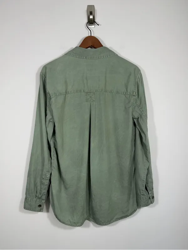American Eagle Sage Green Lyocell Button Front Utility Shirt Medium - Image 2