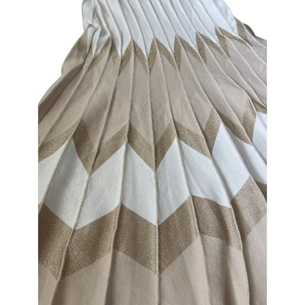 Anthropologie Pleated Drop-Waist Knit Midi Dress Ivory Size Large - Image 10