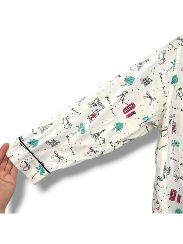 Victorias Secret Travel Paris London Print Pajamas Size Medium White Multicolor - Image 4