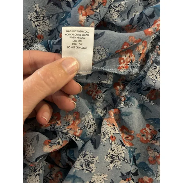 Gypsies & Moondust Flutter Sleeve Dusty Blue Floral Maxi Dress S, Ruffle Hem - Image 13