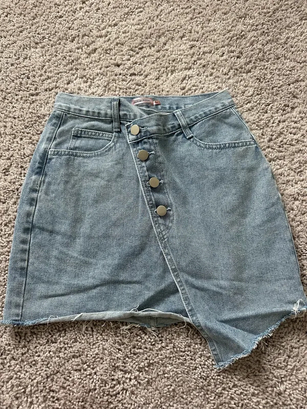 Skylar Rose Asymmetrical Jean Skirt - Image 2