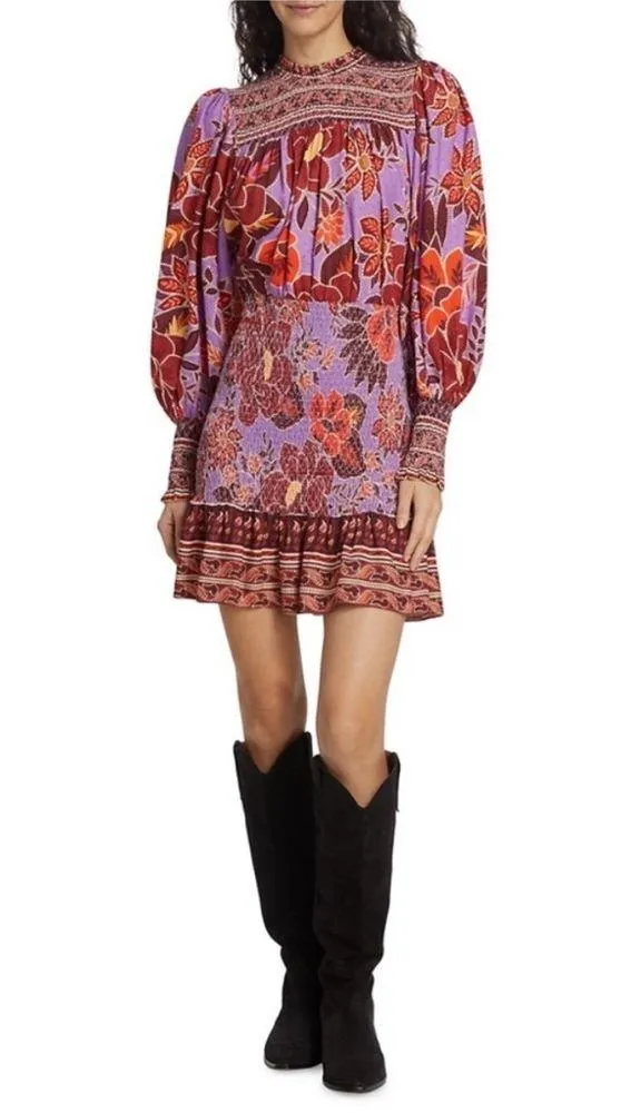 Farm Rio Sweet Floral Long Sleeve Minidress S - Image 3