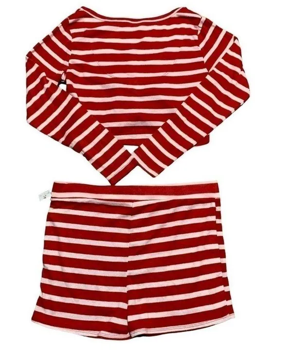 Women's New Colsie red striped cropped pajama lounge set size xl - Image 4