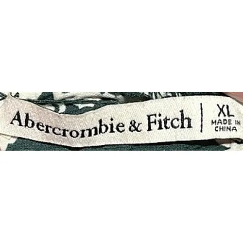 Abercrombie & Fitch Forest Green Floral Knot Front Tie Back Halter Crop Top XL‎ - Image 2
