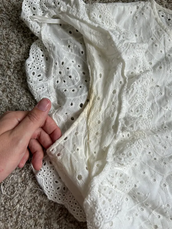 Polly White Eyelet Ruffle Mini Dress Bachelorette Wedding Shower 12 - Image 12