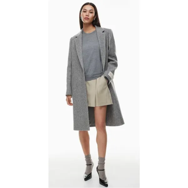 Aritzia Babaton The Stedman Coat Herringbone Gray Wool Cashmere XS - Image 2