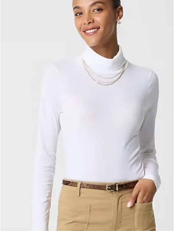 J. Crew Mocha Brown Slim Fit Tissue Turtleneck Long Sleeve Top Size S NWT - Image 2