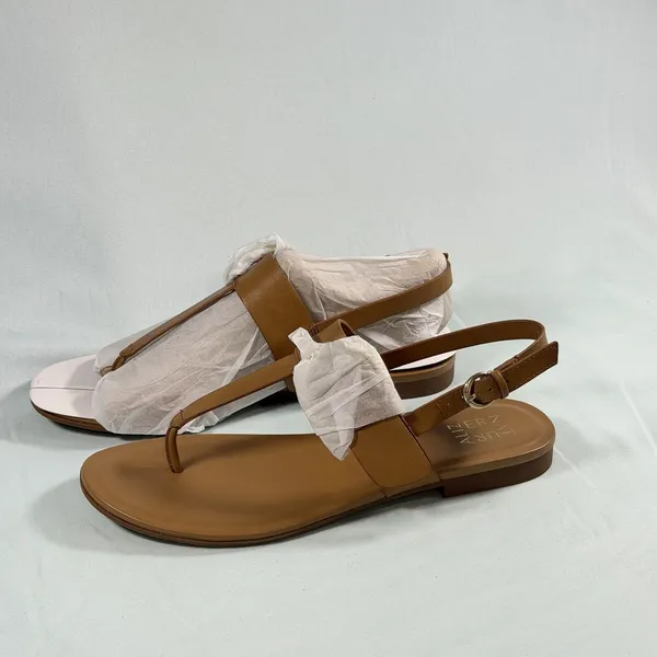 Naturalizer Size-10M Womens Taylor T-Strap Slingback Flat Sandal Tan Leather‎ - Image 2