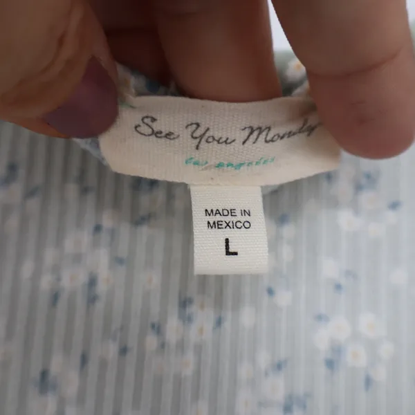 See You Monday Sage Green Floral Ribbed V-Neck Tiered Maxi Dress Womens Large - Image 3