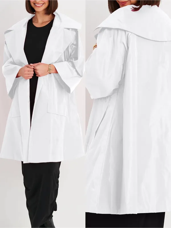 PLANET By Lauren G Nylon Emily Trench Coat White Oversized Sz OS 🧡🍄 - Image 2