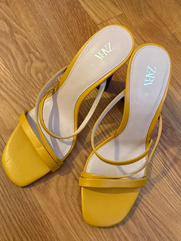 Zara Mustard Yellow Double-Strap Slide Mules - Image 2