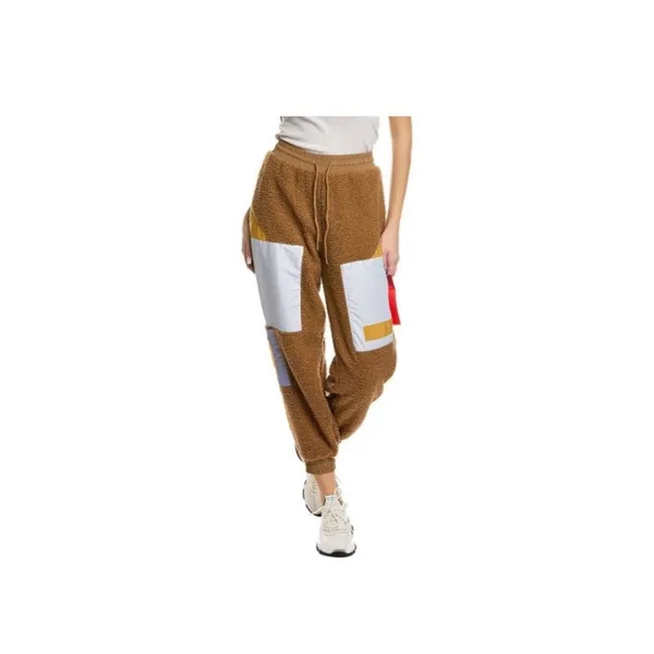 Eleven Paris Cozy Sherpa Fleece Cargo Jogger Pants ColorBlock PatchPocket Detail - Image 2
