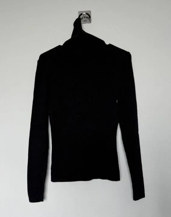 Black Basic Gap Rib Knit Turtle Neck - Image 4