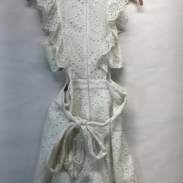 Blue Blush Eyelet Jumpsuit Cropped 100% Cotton Women S White Whimsical Girly Fun - Image 5