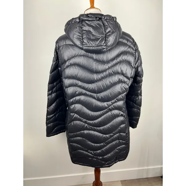 Andrew Marc Long Down Puffer Coat Black XL 650 Fill Packable Hooded Winter - Image 2