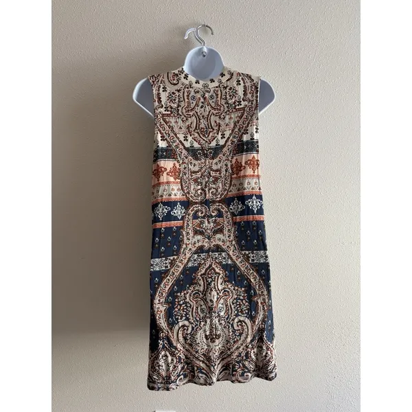 O'Neill‎ Women's Paisley Print Mock Neck Bohemian Dress Size M EUC - Image 2