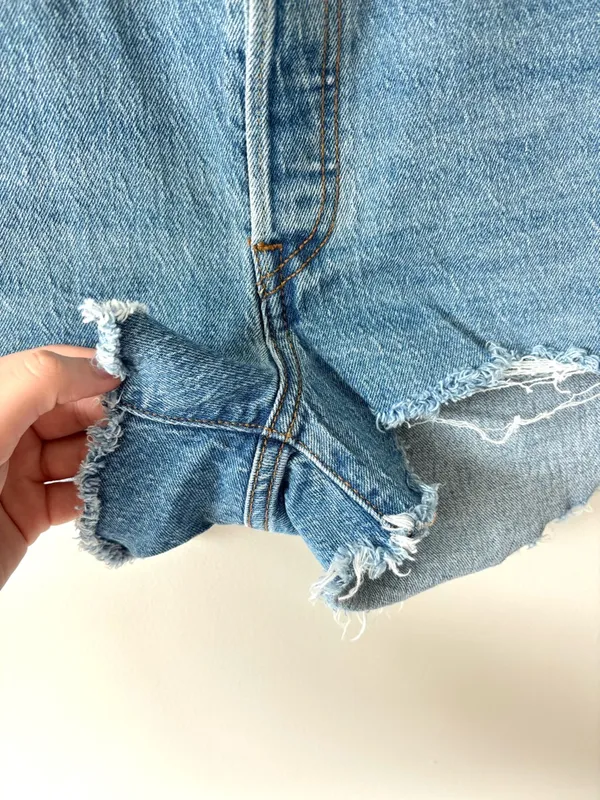 Levi’s 501 Jean Shorts Light Wash Denim Button Fly Distressed High Waist - Image 2