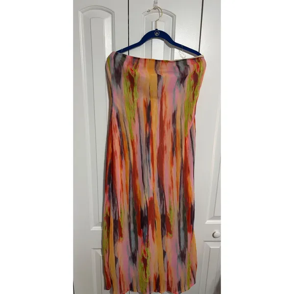 SNDYS St Barts Maxi Dress Abstract‎ Multi-Color Strapless NWT Artistic Vibrant L - Image 4