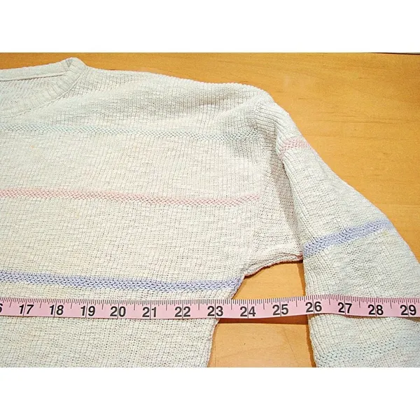 Vintage Catalina Unisex White Pastel Stripes Y2k Oversized Pullover Sweater Sz M - Image 4