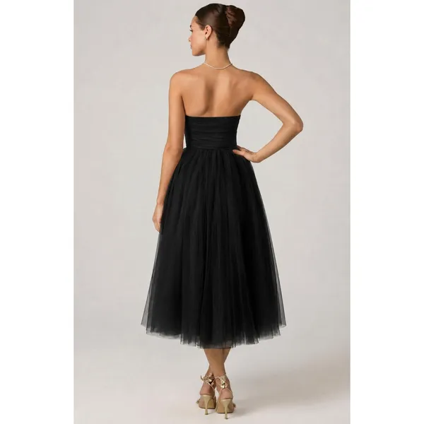 Oh Polly Cindy Tulle Corset Midmaxi Dress Black Size 8 New - Image 2