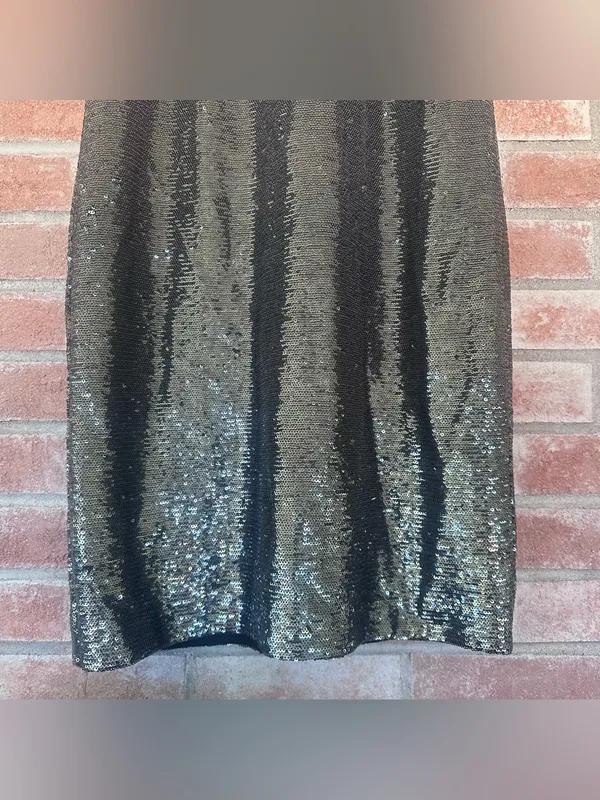 Lauren Ralph Lauren Sequin Shift Dress Women’s 8 Silver Black Party Eras Glam - Image 3