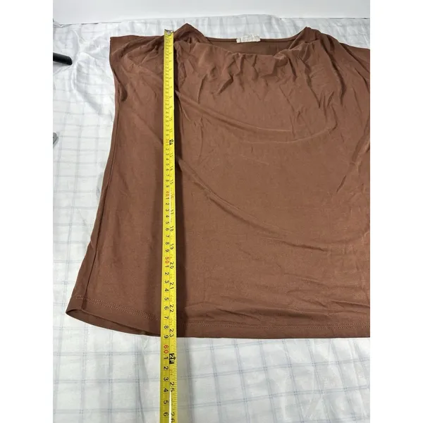 Maurices 24/7 Cowl Neck Top Womens Small Brown Short Sleeve Modal Blend Stretch - Image 3