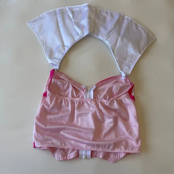 💖✨ Y2K Cosplay Pink Princess Satin Co-Ord Set – Corset Top + Ruffle Skirt Medium ✨💖 - Image 6
