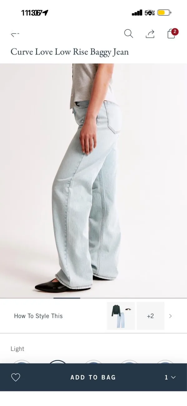 Abercrombie & Fitch Curve Love Low Rise Baggy Jeans Light - Image 3