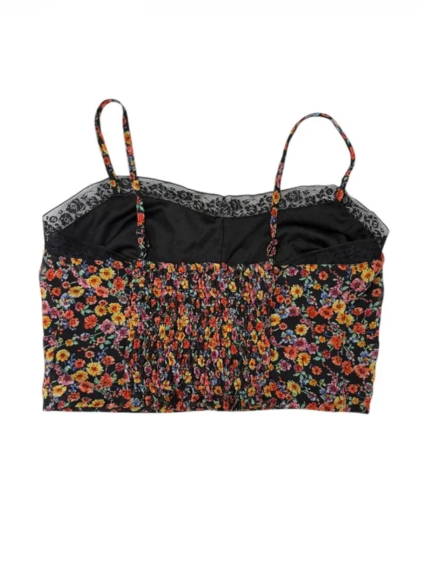 Papaya Floral Black Lace Trim Cami Crop Top Womens Small - Image 8