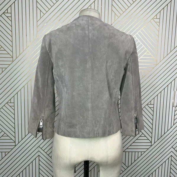 Soia + Kyo Collarless Zip Front Suede Jacket Tan Brown Size‎ US Small - Image 8